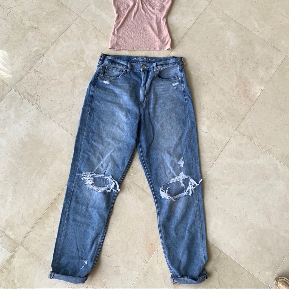 Ripped blue jeans